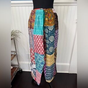 NWT Kanthmandu Kantha Patchwork Wide Leg Drawstring Pants ~ One Size Fits Most